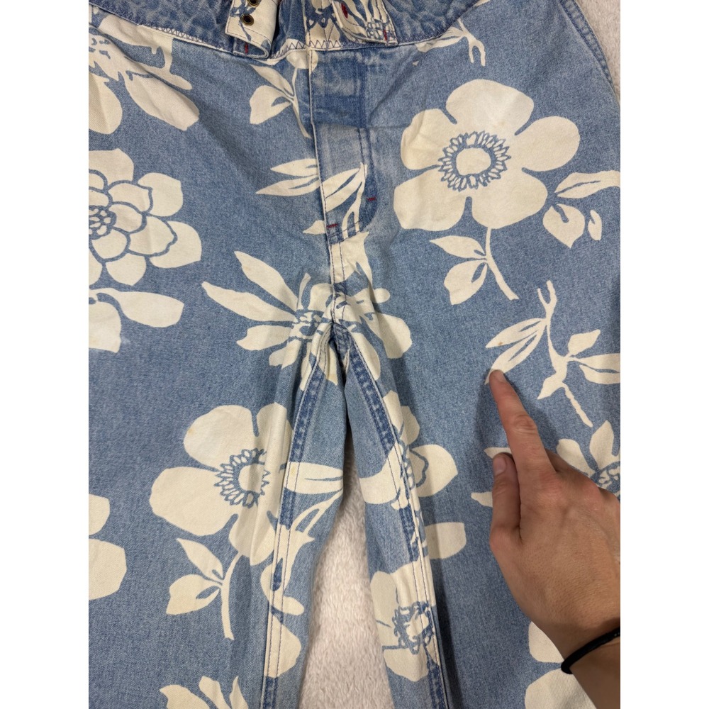 Tommy Hilfiger Floral Denim Set Women 10 Blue Vintage 90s Y2K Hibiscus Pant - Picture 12 of 16
